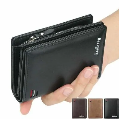 Men's Leather RFID Wallet Designer Card ID Protection With Zipper Coin Purse • $16.86