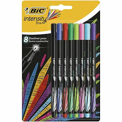 BIC Intensity Fineliner Fine .4mm Assorted Felt Tip Pens | 8 Pen Pack | 942075 • £3.88