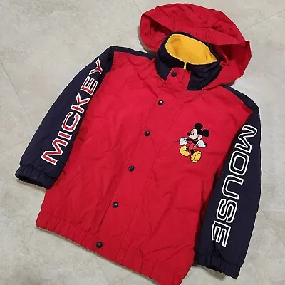 VTG Mickey Mouse Disney Store Boys Kids Youth S Small Fleece Lined Hooded Jacket • $13.56