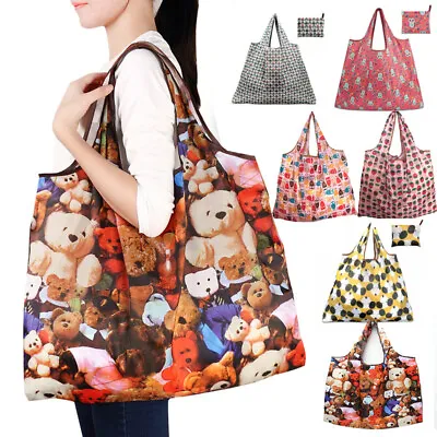 Large Reusable Foldable Shopping Bag Eco Tote Handbag Folding Bags Pouch Acces • $5.05