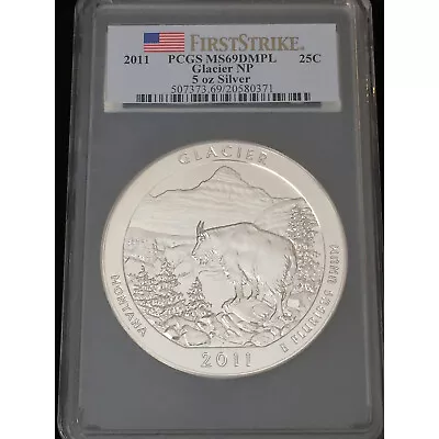 2011 Silver 5 Oz ATB Glacier NP First Strike PCGS MS69 DMPL • $324.27