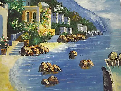 £23.95 • Buy Mediterranean View Sea Large Oil Painting Canvas Ocean Modern Contemporary Art