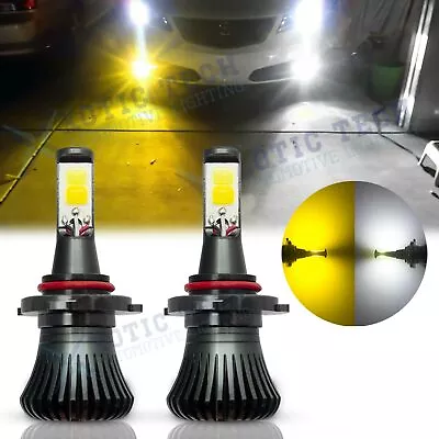 2x 9005 Switchback Yellow/White Dual Color High Beam Headlight COB LED Bulbs • $22.97