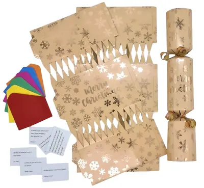 Christmas Cracker Kit 6 Make Your Own Makes 6 Crackers Hats Jokes Rose Foil • £4.99