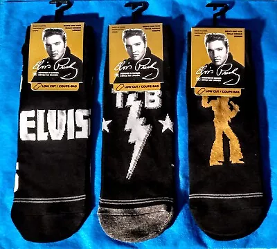 Elvis Presley Men's Low Cut Socks/Shoe Size ( 7-12 ) Black/3 Pair • $17