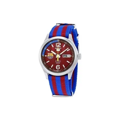 New Seiko 5 SRP305K1 Sports Barcelona Club Blue Red Brown Wristwatch For Men • $265