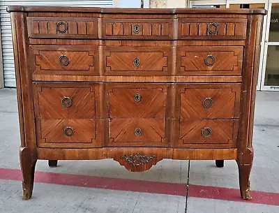 LOUIS XVI Transitional CHEST 4 Drawer Marquetry Oak Mahogany Commode • $2499