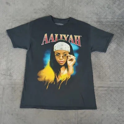 Aaliyah T Shirt Rap Tee RnB Adult Large Short Sleeve Black Retro Women • £13.49