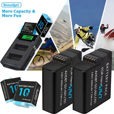 For GoPro Hero 5 6 7 8 9 10 Go Pro Camera 2/4 Pack 2000mAh Battery / Charger New • $33.99