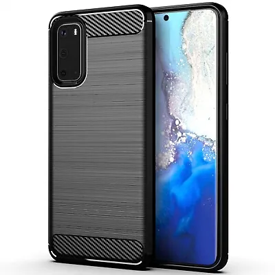 Carbon Fibre [Slim Fit] Flexible Shockproof Case Cover For Samsung Galaxy Phones • £2.99