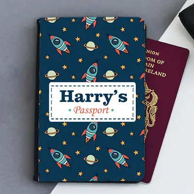 Personalised Rocket Ships Space Boys Baby Kids Children's Passport Holder Cover • £9.99