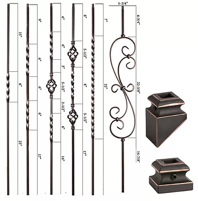 Oil Rubbed Copper - Twist & Basket Iron Balusters - SOLID Wrought Iron • $1.58