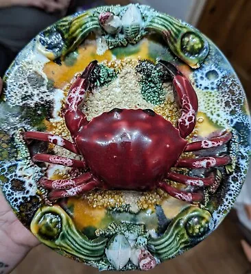 Vintage Crab Plate Palissy Majolica Pottery   • £80