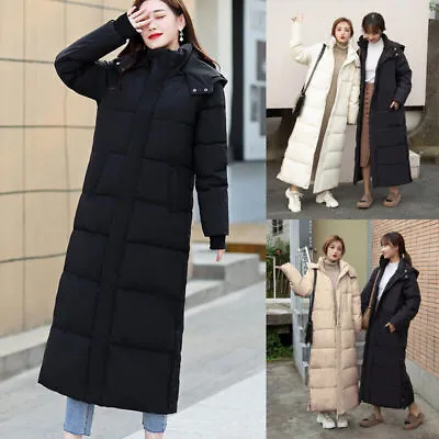 £27.99 • Buy Winter Womens Warm Cotton Mid Long Quilted Padded Parka Coats Hooded Jacket Tops
