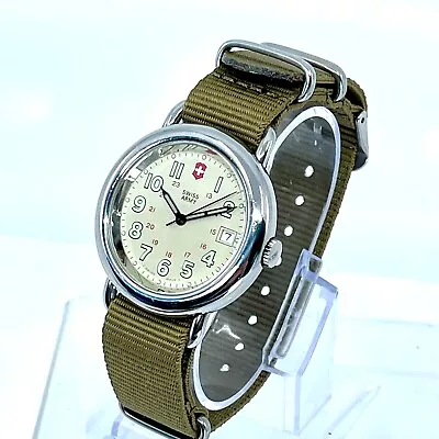 1995 37mm Mens Victorinox 24240 Cavalry Marlboro Creme Dial Lumed Indices Nato • $79