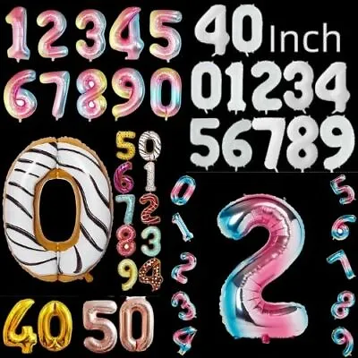 40  Giant Foil Number Balloons 16/18/21st/30/40/50/60 Age Birthday FOIL BALOONS • £3.95