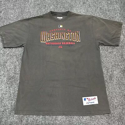 Washington Nationals Shirt Mens Large Grey Cotton Short Sleeve MLB Majestic • $14.99