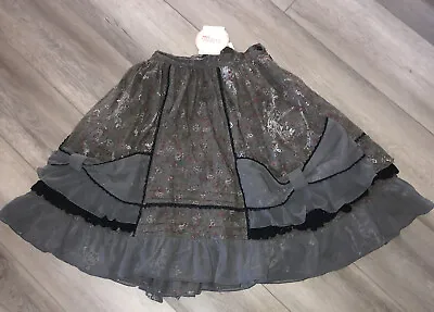 RARE H. NAOTO FRILL Kinc Gray Music Print Multi Layer Gothic Goth Skirt NEW XS S • $110