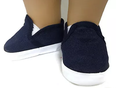 Navy Canvas Slip On Shoes Made For 18  American Girl Doll Clothes  • $5.94