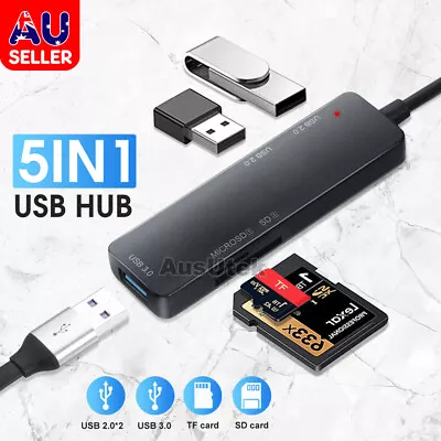 $12.95 • Buy 5in1 USB 3.0 HUB Extension Adapter Card Reader Expansion Splitter Macbook Pro