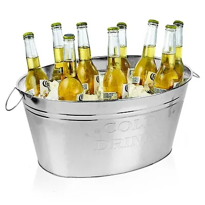 Large Galvanised Metal Wine Champagne Beer Bottle Ice Cooler Bucket Party Tub • £14.99