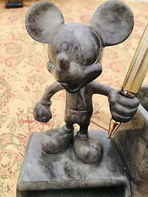 VTG. MARBLED GREEN MICKEY MOUSE OFFICE PEN NOTEPAD HOLDER HTF! Disney • $18.40