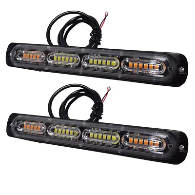 2pc Amber/White 24LED Car Truck Strobe Light Bar Flashing Indicator Runing Light • $17.99