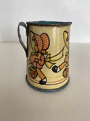 Vintage Ohio Art Children's Tin Tea Set Pitcher Of Little Girl In Dress W/Bonnet • $14.95