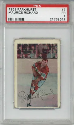 1952 Parkhurst #1 Maurice Richard Hockey Card Montreal Canadiens Psa 1 Very Rare • $965