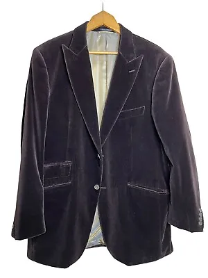 Men’s 44 L Ibiza Gibraltar Brown Velvet Blazer Jacket 2 Button • $65