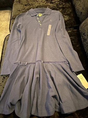 £19.99 • Buy Ralph Lauren Polo Tennis Dress Navy Blue Velvet Bow Size Girls XL 16 Years New
