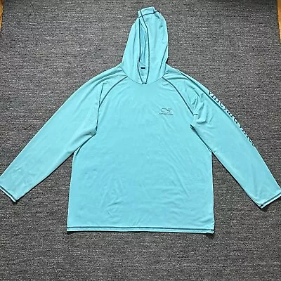 Vineyard Vines Hooded Performance Shirt Men XL Blue Hoodie Stretch Whale Beach • $22.76