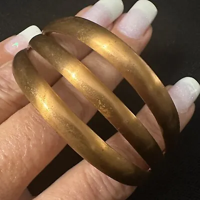 Large  Wide Vintage Estate Solid Copper 3 Band Split Design Cuff Bracelet 7 1/4” • $324.95