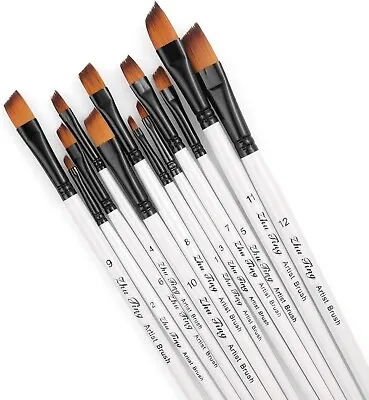 12Pcs Paint Brushes Set Artist Professional Brush Wooden Oil Acrylic Watercolor • £5.99