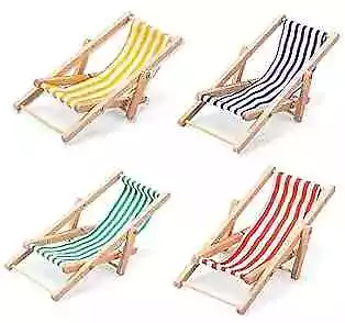 Dollhouse Miniature Furniture Accessories Foldable Wooden Beach Chair Mini  • $20.15