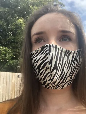 Triple Layer 100% Cotton Zebra Pattern Face Mask • £6.18