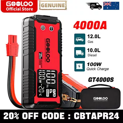 4000A Car Jump Starter 12V Booster Battery Charger Portable Power Bank Emergency • $180.49