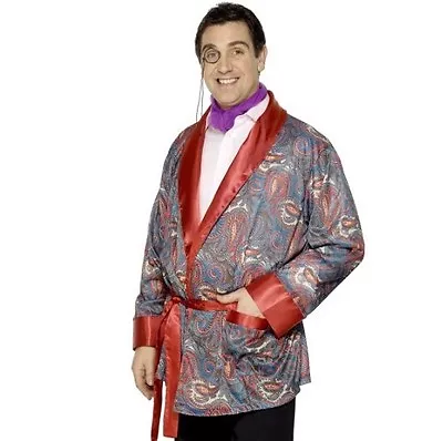 £39.99 • Buy Mens 20s 1920s 20's Smoking Jacket Gent Paisley Meerkat Heffner By Smiffys