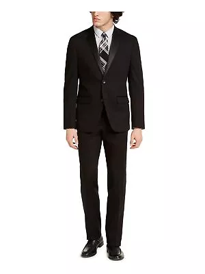 PERRY ELLIS PORTFOLIO Mens Black Slim Fit Suit 42L 36W • $53.99