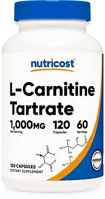 Nutricost L-Carnitine Tartrate 500mg 120 Capsules - 1000mg Per Serving • $15.95