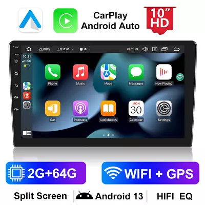 2 DIN 2G+64G Android 13.0 CarPlay 10.1  Car Stereo Radio GPS WIFI RDS Head Unit • $123.99