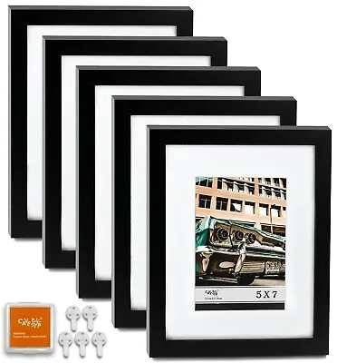 $29.99 • Buy CAVEPOP 8x10  Mat 5x7  Picture Frame 5 Pieces Set- Black