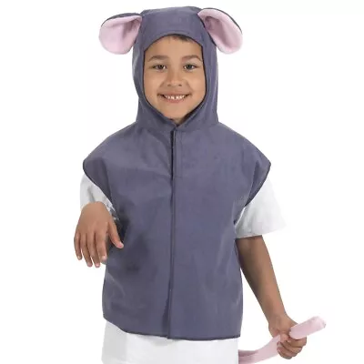 Charlie Crow Kids Mouse Or Rat Grey Fancy Dress Costume Tabard • £12