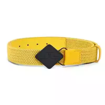 J Lindeberg Men's Diamond Leather Mix Belt GMAC07222 Yellow 95 Cm/ 34-35  NEW • $44.99