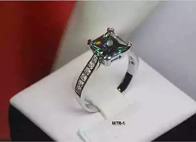$13.76 • Buy Womens Cz Mystic Rainbow Topaz W Accents Ring Princess Cut Sterling Silver 925