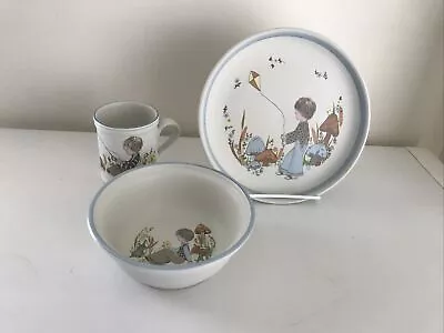 Vtg. Dream Weavers By Denby England 3 Pc Boy W/Kite Children’s Dinnerware Set • $18