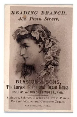 Blasius & Sons Largest Piano And Organ House Philadelphia Victorian Trade Card • $31.95
