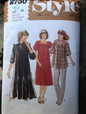 Vintage Style Sewing Pattern 2730 Maternity Dress Or Top & Trousers Size 10 70s • £3