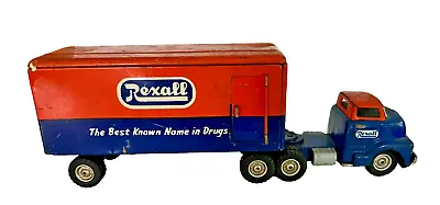 Vintage 1950s Rexall Drugs Truck & Tandem Trailers Friction Toy SSS Japan • $95.60