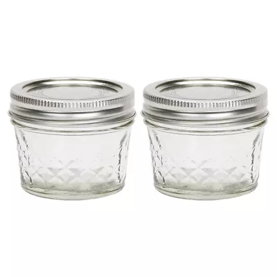 $10.49 • Buy Ball Quilted Crystal Jelly Jar 4oz Glass Regular Mouth With Lid And Band, 2 Jars
